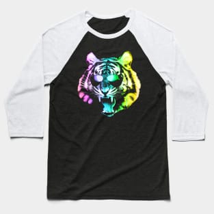 Big Rainbow Tiger with Glasses Baseball T-Shirt